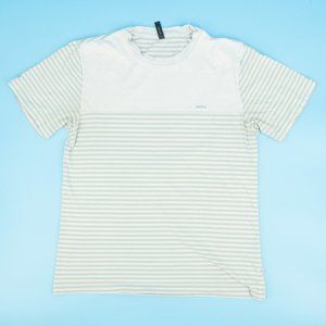 RVCA Shirt Crew Neck Short Sleeve Striped Gray MD